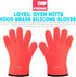 Kitchen Oven Gloves - Silicone and Cotton Double-Layer Heat Resistant Oven Mitts/BBQ Gloves/Grill Gloves - Perfect for Baking and Grilling - 1 Pair (One Size Fits Most, Red) by Loveuing
