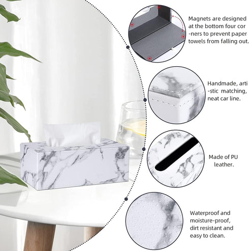 PU Leather Tissue Box Cover, Multifunctional Holder with Stationery Remote Control Box, Stylish Desktop Tissue Paper