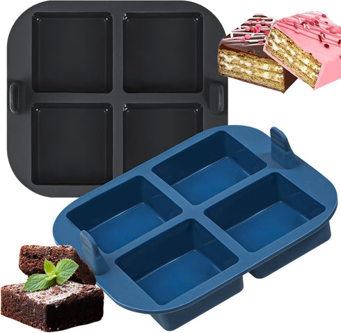 Webake Silicone Air Fryer Brownie Pan, Nonstick 2.6" Square Silicone Mold for Baking S'mores, Set of 2