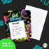 Desert Cactus Neon Happy Birthday Invitations - Invite Cards (10 Count) with Envelopes for Kids Party