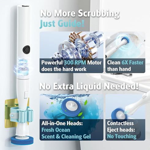 Set AIR U+ Hands-Free Electric Toilet Brush for Seniors & Busy Households - No Bending, Effortless Clean