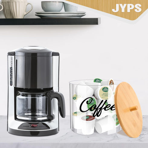 JYPS Large Capacity Laundry Pods Container with Bamboo Lid, Clear Acrylic Powder Detergent Containers for Pods, Scent
