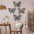 Pelopy 4 Pcs Butterfly Metal Wall Decor, Boho Iron Hanging Wall Art, Flower Wall Art for Bedroom Living Room, Black