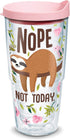 Tervis Sloth Nope Not Today Double Walled Insulated Tumbler Travel Cup, 24oz, Made in USA