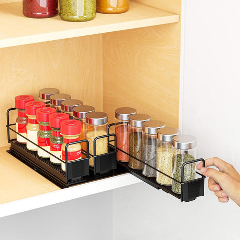 7.7" x10.75 x4 3 1-Tier SpaceAid Pull Out Spice Rack Organizer for Cabinet, Heavy Duty Slide Out Seasoning Kitchen