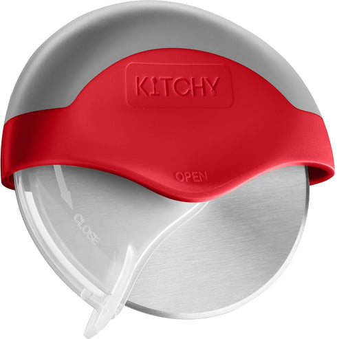 Kitchy Pizza Cutter Wheel Ergonomic Slicer with Protective Blade Cover (Red)