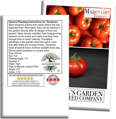 500+ Marglobe Tomato Seeds (Solanum lycopersicum) Non-GMO & Heirloom Seeds by Islas Garden Seeds, Classic Red Variety