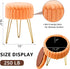 Wimarsbon Vanity Stool with Storage, Faux Fur Ottoman Chair with Metal Legs, Round Makeup Vanity Chair for Bedroom