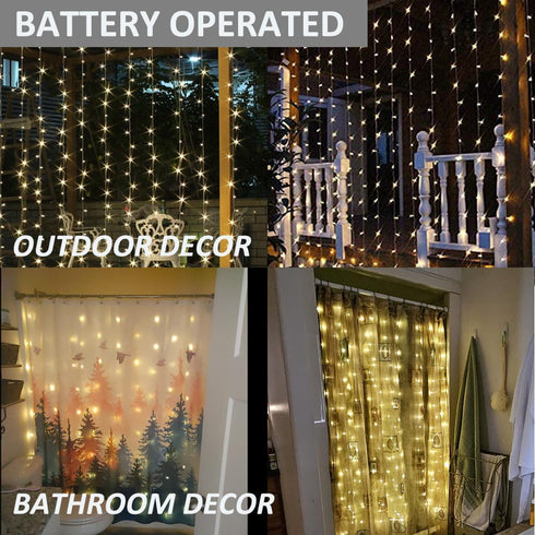 72 72 Inches 10 180 Solhice Curtain Shower Light, x Battery Operated Waterproof Curtains Fairy Lights with Hooks