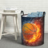 Sport Basketball Ball Round Laundry Hamper, Storage Basket for Toys, Clothes Organizer Bin for Home