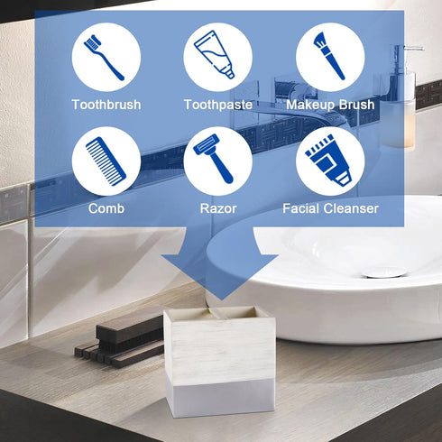 Toothbrush and Toothpaste Holder, Anti-Slip Bathroom Countertop Organizer, Electric Vanity Caddy for Family Storage