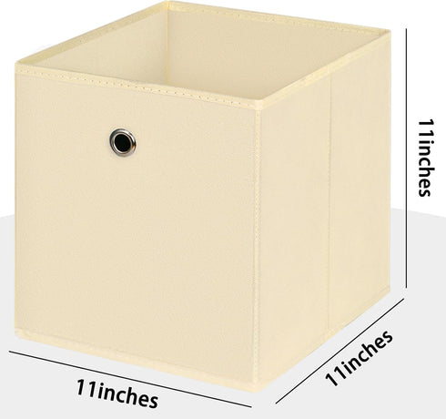 Foldable Storage Cubes Bins, 11 Inch Cloth Storage Box, Fabric Organizer Baskets with Dual Handles, Set of 3