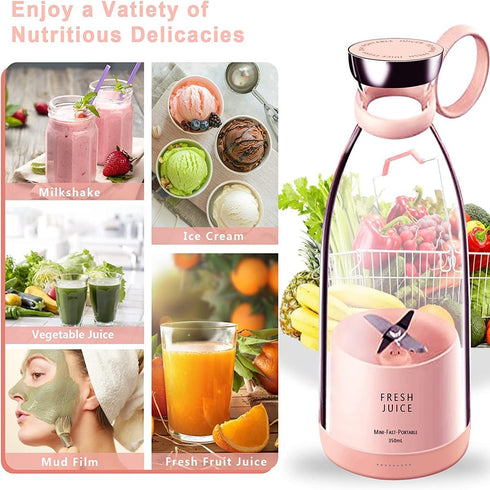 Portable Juicer Blender - 350ml Wireless Electric Juicer for Making Fruit Juice, Milkshakes, and Smoothies