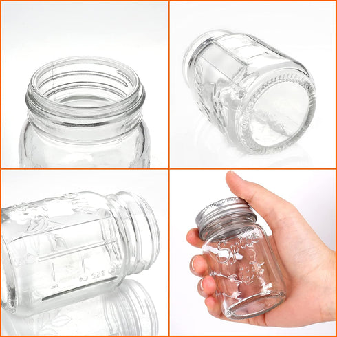 CycleMore 15 Pack 4oz Glass Mason Spice Jars with Silver Metal Caps, Pour/Sift Shaker Lids, 40 Labels, Funnel, Brush,