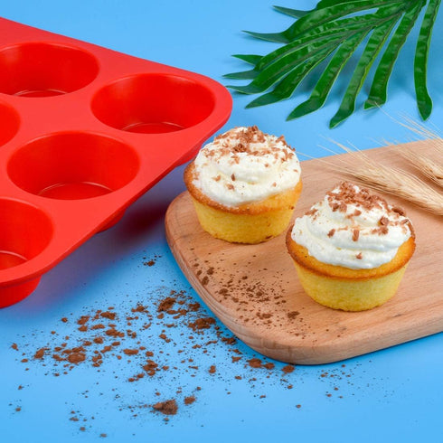 CAKETIME 12 Cups Silicone Muffin Pan, Nonstick Cupcake Pan, Regular Size Silicone Mold for Baking