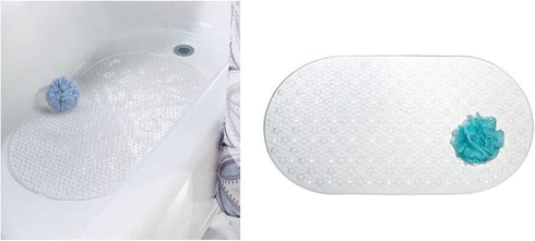iDesign Circlz PVC Non-Slip Bath Mat, Suction for Shower, Bathtub, 27.2" x 15.4" x .3" - Clear