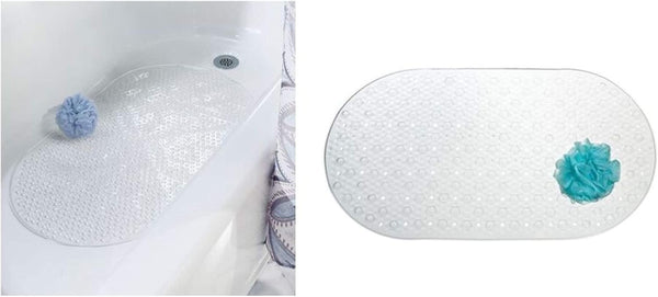 iDesign Circlz PVC Non-Slip Bath Mat, Suction for Shower, Bathtub, 27.2" x 15.4" x .3" - Clear