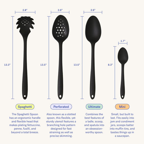 GIR Premium Perforated Spoon, Non-Stick Heat Resistant Silicone Straining Spoon, 13 IN, Navy (GIRSNH381NVY)