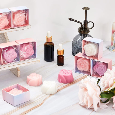 24 Loopeer Pcs Rose Soap Favors for Wedding Bridal Shower Mini Flower Shaped Scented Soap Guest Gift Bulk with Box