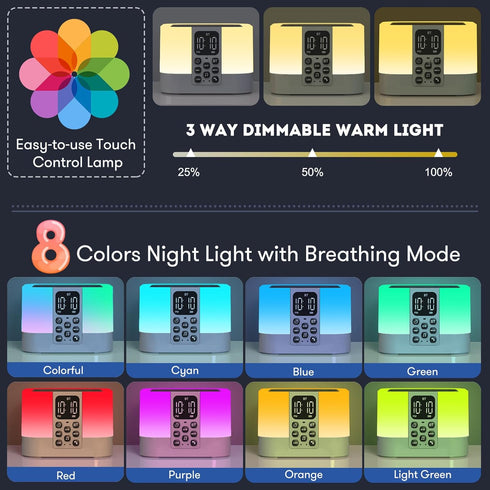 AFEXOA Dimmable 8 14+ Gifts for Teen Boys Girls, Night Light Bluetooth Speaker, Multi-Color Changing Alarm Clock
