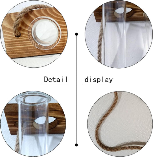 (9 XXXFLOWER Wall Hanging Propagation Station with Wooden Stand Glass Test Tubes Tiered Planters Wall Terrarium