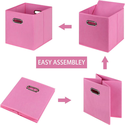 Fabric Cloth Storage Bins - Fabric Cube Bins Organizer with Dual Handles, Foldable Cube Storage Baskets Set of 6