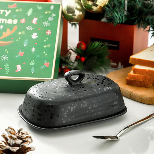 Countertop, Hansense Porcelain Butter Dish with Lid for Ceramic Butter Keeper with Handle Cover, Butter Holder