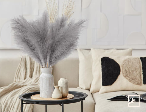ZIFTY 7-Pcs Faux Pampas Grass, 38"/3.1FT Large Tall Fluffy Artificial Flower for Vase Filler Home Decor (Grey)