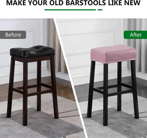 2 Pack Counter YISUN Stool Covers Rectangle - Stretch Oilproof Waterproof PU Bar Stool Covers Saddle Seat Pub Vanity