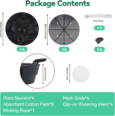 4-Pack 5 OTraki Self Watering Fabric Pot Base, Auto Watering System for Gallon Fabric Pots, Plastic Plant Saucer Stand
