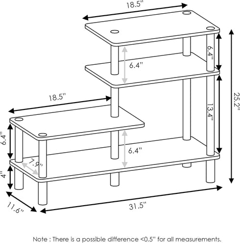 3-Tier Furinno Turn-N-Tube Side Display Rack, Espresso/Black