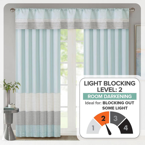 Madison Park Window Curtain Single Panel, Faux Silk, Rod Pocket, Room Darkening for Living Room, 50x84, Aqua