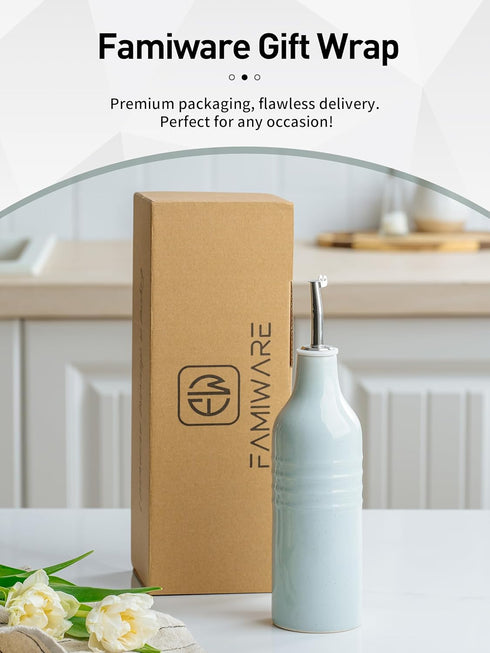 16oz 1 famiware Jupiter Ceramic Olive Oil Dispenser Bottle, Piece Oil Dispenser for Kitchen with Stainless Steel