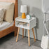 UWNS003W IBUYKE Nightstand, Mid-Century Modern Bedside Table with Solid Wood Legs, Minimalist and Practical End Side