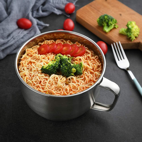 18/8 Stainless Steel Leak Proof Food Storage Container with Handle and Lid, Snack Bowl, Stainless Steel Bento Lunch Box, Soup Bowl, Noodle Pot, Ramen Cooker, Induction Cooker Directly by Mirenlife