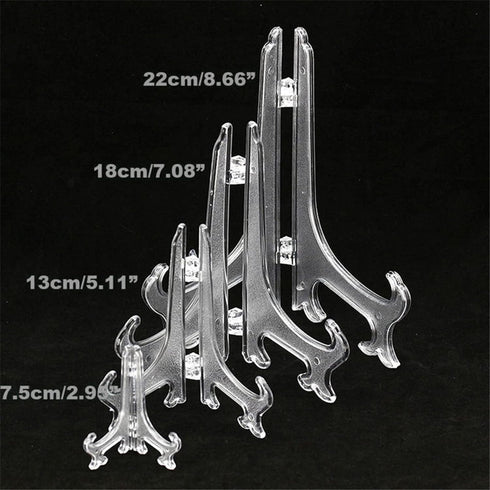 Transparent Plastic Display Stand, Black Plastic Easel for Photo Holder, Displays Picture Frames, Decorative Plates,