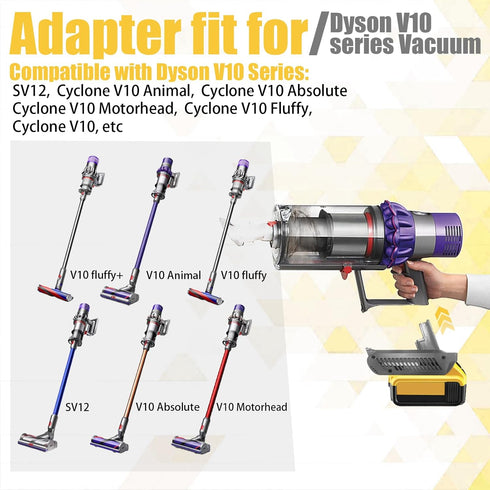 V10 Adapter for Dewalt 20V Lithium Battery, Convert to Dyson V10 SV12 Cordless Stick Vacuum Cleaner