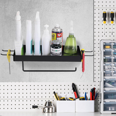 Tongyuyan 2 Garage Paper Towel Holder with Shelf & Detachable Hooks - Wall Mount Shop Towel Holder & Paper Towel Holder