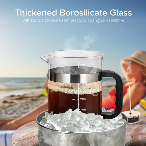 51oz 304 4 QUQIYSO French Press Coffee Maker Stainless Steel French Press with Filter, Heat Resistant Durable, Easy