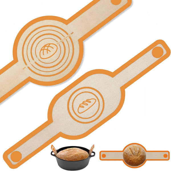 2Pcs Silicone Bread Sling for Dutch Oven, Non-Stick Easy Clean Baking Mat with Long Handles