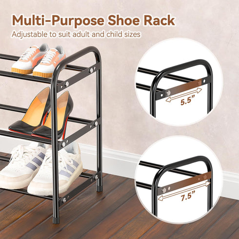 3 16 SUFAUY Tier Expandable Metal Shoe Rack Organizer for Pairs Shoes, Black