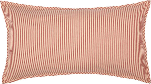VHC Brands Sawyer Mill Large Pillow Sham Cover, Farmhouse Country Stripe, King Size 21x37, Red