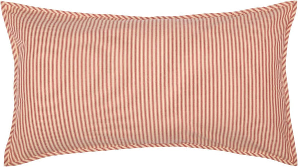VHC Brands Sawyer Mill Large Pillow Sham Cover, Farmhouse Country Stripe, King Size 21x37, Red