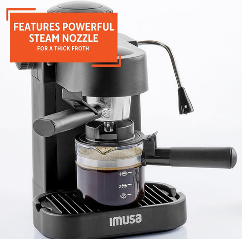 IMUSA USA GAU-18202 4 Cup Espresso/Cappuccino Maker, 120 Volts, Black