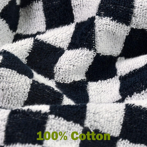 4 Pack 13 13 Inches Jacquotha Wash Cloths Checkered (Black and White) - Cotton Washcloths for Face Body, x Daily