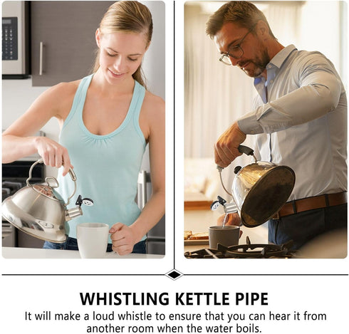 jojofuny 2Pcs Kettle Alarm Teapot Loud Whistle - Whistling Tea Kettle Lid Replacement, Stainless Steel Nozzle Flute