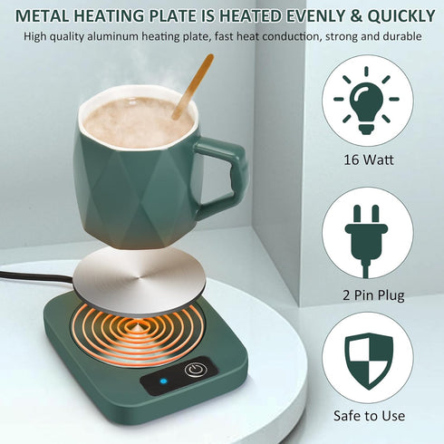 Electric Coffee Warmer with Ceramic Mug, 131? Temperature Control, Smart Coffee Cup Warmer for Desk Home Office