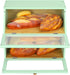 Counter, HOMEKOKO Double Layer Large Bread Box for Kitchen Wooden Large Capacity Bread Storage Bin (Mint Green)