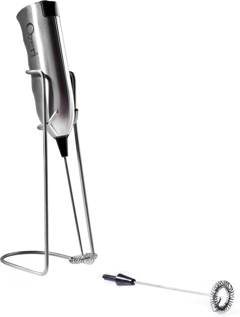 Ozeri Deluxe Milk Frother with 12 oz Frothing Pitcher in Stainless Steel and Extra Whisk Attachment