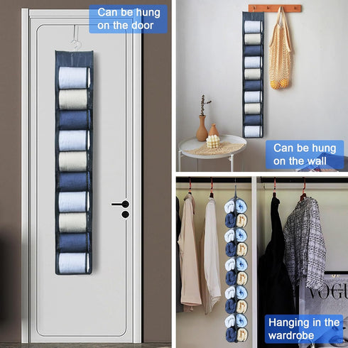 Hanging Legging Organizer for Closet, 20 Pockets Storage for Yoga Pants, Jeans, Hung Behind the Door (Grey)
